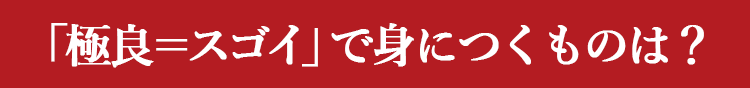 「極良＝スゴイ」で身につくものは？